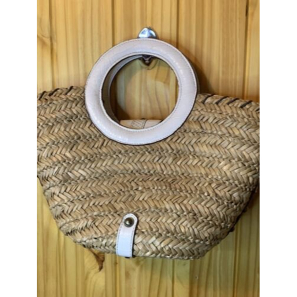 Vintage Guess Straw Woven Satchel Beach Tote Handbag Purse ,Bling,gems, Summer - Picture 6 of 9